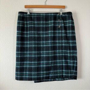 JESSICA LONDON Wool Blend Tartan Plaid Pencil Skirt Plus 22W Heritage Clueless